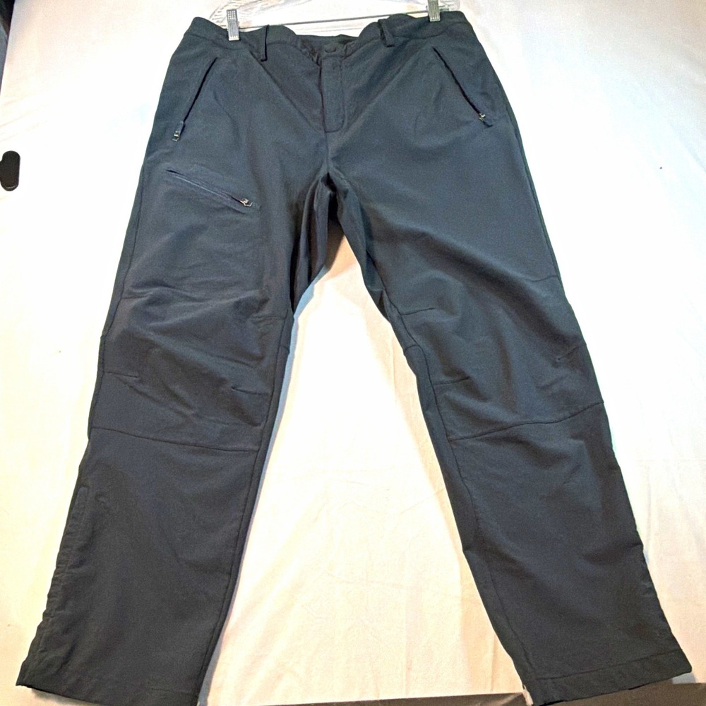 REI Activator Softshell Men Gray Hiking Pants 40x30 Straight Stretch Ankle Zip